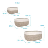 Lade das Bild in den Galerie-Viewer, Intirilife 3-teiliges Set Aufbewahrungskorb aus Baumwolle in Weiß - Beige - 22.5 x 16 x 11.5 / 27 x 20 x 13.5 / 33.5 x 22.5 x 14 cm - Regalkorb Organizer für Bad Wohn- Schlafzimmer Dekorativ
