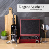 Lade das Bild in den Galerie-Viewer, Intirilife 9-teiliges Sommelier Set Zubehör für Wein in einer eleganten Holzkiste - 27 x 22 x 7 cm - Weinöffner Korkenzieher Außgießer und vieles mehr
