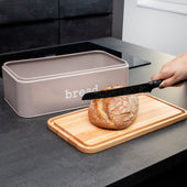 Lade das Bild in den Galerie-Viewer, Intirilife Brotbox Brotkasten mit Deckel in Grau - 42.8 x 22.7 x 13.7 cm - Aufbewahrungs Box Korb Behälter für Brot Brötchen Gebäck
