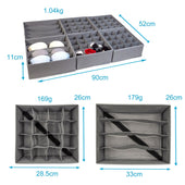 Lade das Bild in den Galerie-Viewer, Intirilife Aufbewahrungsboxen Ordnungssystem 6-teilig für Schubladen aus Vlies in Grau - Zwei 4-Fach Boxen 33x26x11 / Vier 16-Fach Boxen 28.5x26x11 cm - Faltbare Organizer für Unterwäsche Socken
