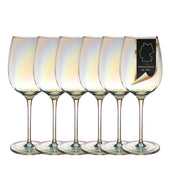 Lade das Bild in den Galerie-Viewer, Intirilife Wein Glas mit Regenbogen Schimmer und Wellenform - 440 ml Füllmenge
