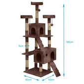 Lade das Bild in den Galerie-Viewer, Intirilife Kratzbaum in Braun - 60 x 50 x 185 cm - Stabiler Katzenkratzbaum mehrstufiger Kletterbaum mit Aussichtsplattformen Höhlen Plüschbommeln und Sisal-Kratzstangen
