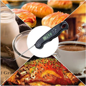 Lade das Bild in den Galerie-Viewer, Intirilife Faltbares Küchenthermometer - 17 x 3 x 6 cm - Digitales wasserdichtes magnetisches Thermometer mit LCD-Display und Alarmfunktion zum Kochen Grillen Backen mit sofortiger Auslese
