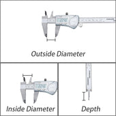 Lade das Bild in den Galerie-Viewer, Intirilife Digitaler Messschieber in SILBER - 150mm / 6 Zoll IPX54 Wasserdichte Edelstahl Schieblehre Hochpräzises Profi-Messgerät mit LCD-Display für Abstände, Tiefenmaß und Durchmesser
