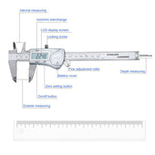 Lade das Bild in den Galerie-Viewer, Intirilife Digitaler Messschieber in SILBER - 150mm / 6 Zoll IPX54 Wasserdichte Edelstahl Schieblehre Hochpräzises Profi-Messgerät mit LCD-Display für Abstände, Tiefenmaß und Durchmesser
