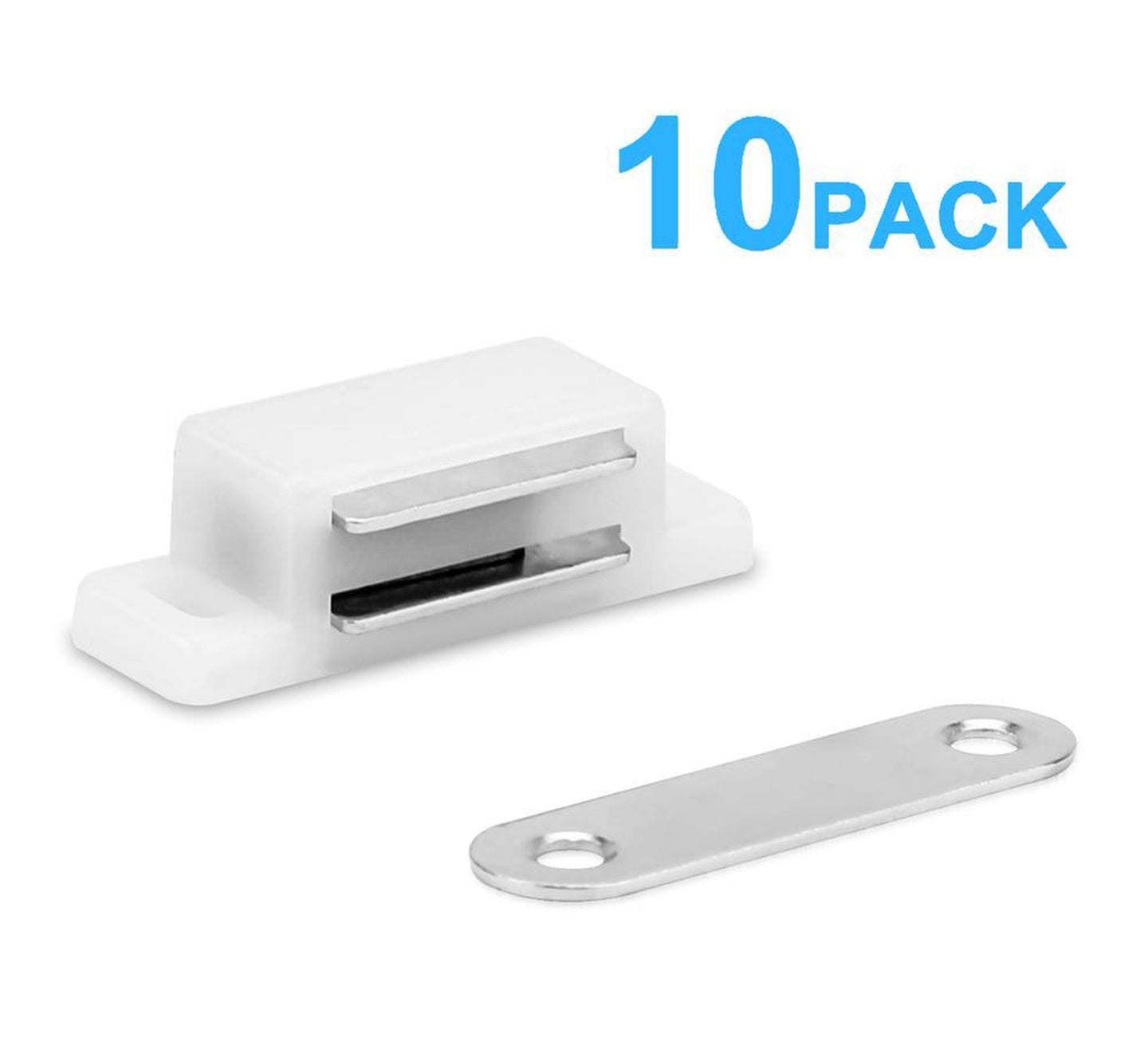 Intirilife 10x Magnetschnäpper in WEISS - 4.6 x 1.5 cm - Magnetischer Türschließer mit einer Haltekraft von 3-4kg - 10er Set Möbelmagnet Türschlösser für Schranktüren etc.