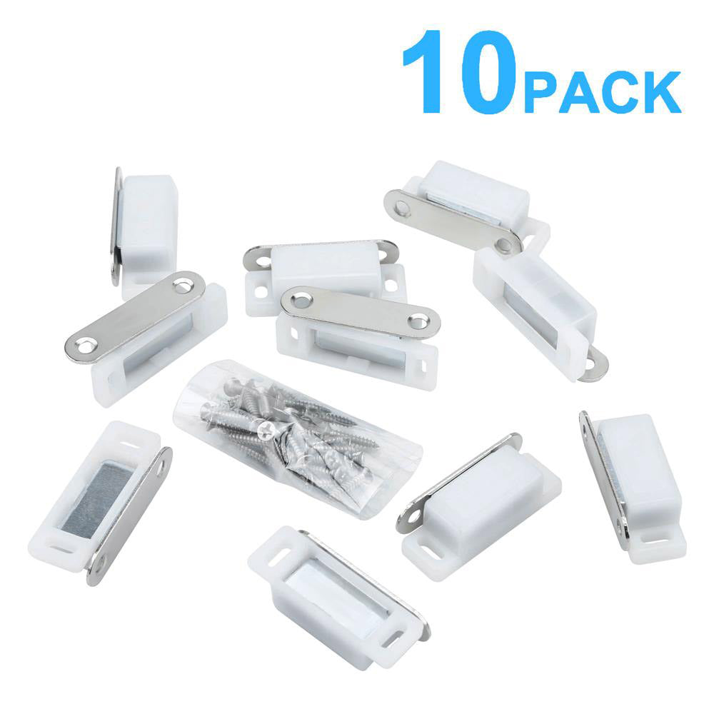 Intirilife 10x Magnetschnäpper in WEISS - 4.6 x 1.5 cm - Magnetischer Türschließer mit einer Haltekraft von 3-4kg - 10er Set Möbelmagnet Türschlösser für Schranktüren etc.