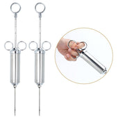 Lade das Bild in den Galerie-Viewer, Intirilife Marinierspritze aus Edelstahl in SILBER - 60 ml Füllmenge - 3 Spritze Spitzen und 2 Bürsten für Grill Gewürze Marinaden Braten BBQ - Marinadenspritze Bratenspritze Fleischspritze
