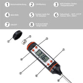 Lade das Bild in den Galerie-Viewer, Intirilife Thermometer in SCHWARZ - 25 x 2 cm - Elektronisches Thermometer zum Messen von Temperaturen - Digitales Temperaturmessgerät
