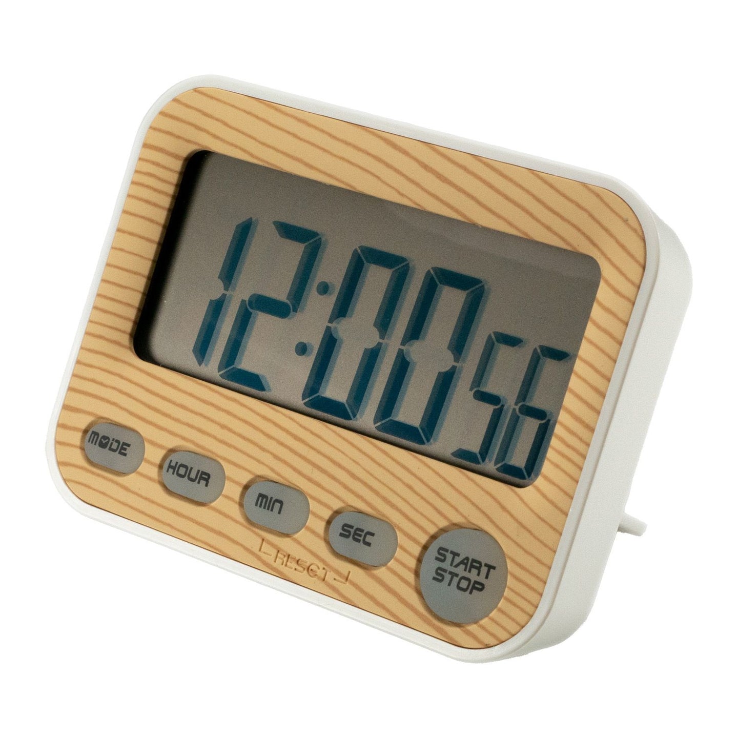 Intirilife Digitaler Timer in Holz - Optik - 9 x 3 x 7 cm - Küchenuhr Kurzzeitmesser Eieruhr in Holzoptik mit LCD Display - Stoppuhr Küchentimer Wecker Alarm Uhr Kochuhr