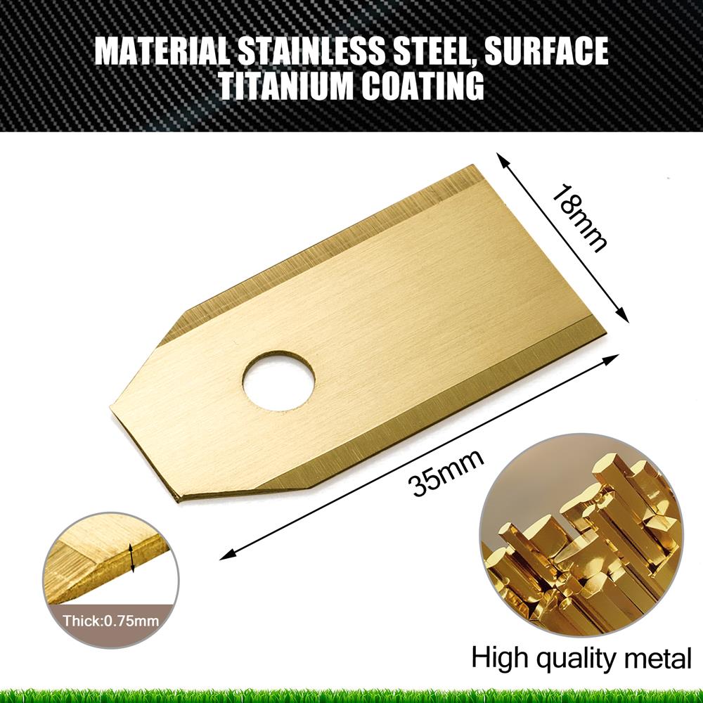 Intirilife 30x Mähroboter Ersatzklingen in TITAN - 3.5 x 1.8 cm - 30er Pack Klingen mit Edelstahl Schrauben für Rasenmähroboter kompatibel mit 105, 310, 315, 320/420/430x, R40I