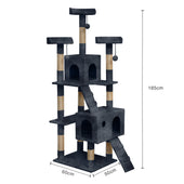 Lade das Bild in den Galerie-Viewer, Intirilife Kratzbaum in Grau - 60 x 50 x 185 cm - Stabiler Katzenkratzbaum mehrstufiger Kletterbaum mit Aussichtsplattformen Höhlen Plüschbommeln und Sisal-Kratzstangen

