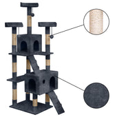 Lade das Bild in den Galerie-Viewer, Intirilife Kratzbaum in Grau - 60 x 50 x 185 cm - Stabiler Katzenkratzbaum mehrstufiger Kletterbaum mit Aussichtsplattformen Höhlen Plüschbommeln und Sisal-Kratzstangen
