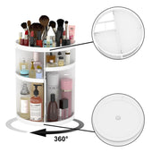 Lade das Bild in den Galerie-Viewer, Intirilife 360 Grad rotierbarer Make-Up Organizer in Weiß - 30 x 23 cm - Kosmetik Aufbewahrungsbox für Schmuck Accesoires Make-Up und Hautpflegeprodukte
