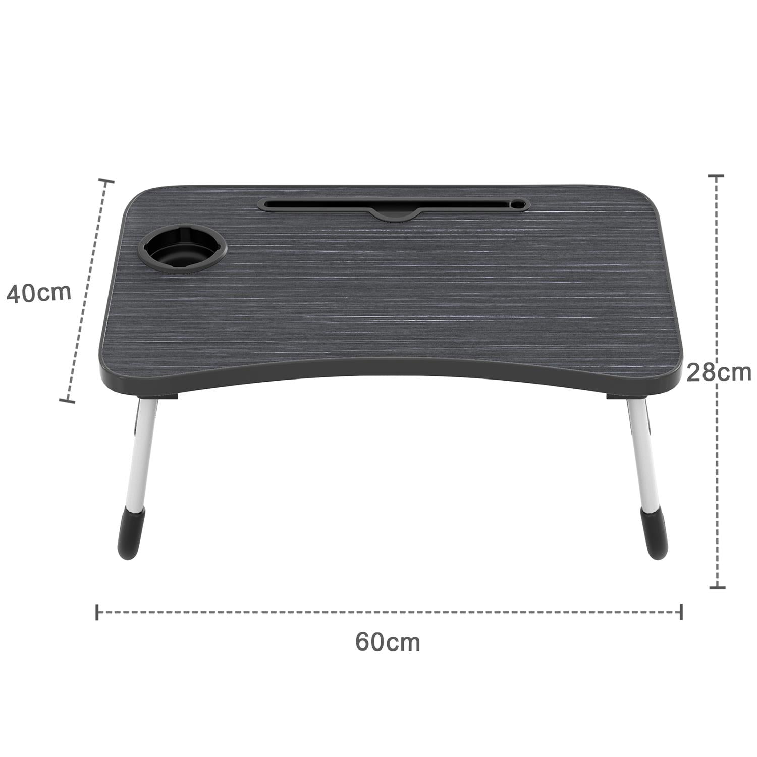 Intirilife ausklappbarer Laptoptisch in Schwarz mit 60 x 40 x 28 cm Größe - Lesetisch Frühstücksbrett Büchertablett für Bett Wohnzimmer Home-Office Büro und Unterwegs