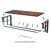 Lade das Bild in den Galerie-Viewer, Intirilife Wandgarderobe mit abnehmbaren Haken für Küche, Flur, Wohnzimmer - 60 x 30 x 27 cm - Hängeregal Kleiderhaken Küchenregal
