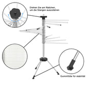 Lade das Bild in den Galerie-Viewer, Intirilife Nudelständer zum Anfhängen und Trocknen von Nudeln mit ausziehbaren Sprossen - 50 cm Höhe - 25 cm Sprossenlänge - Faltpar transportierbar für frische Nudeln
