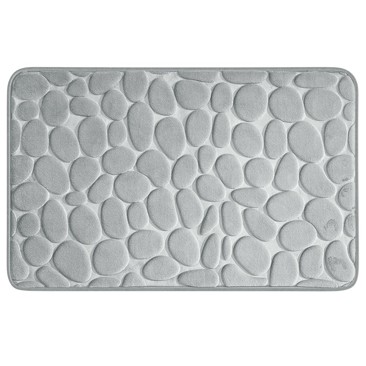 Intirilife Duschvorleger Badmatte Duschmatte mit Memory-Schaum in Steinoptik Grau - 80 x 50 cm - Badvorleger Teppich für Bad und Waschküche rutschfest waschbar