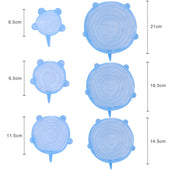 Lade das Bild in den Galerie-Viewer, Intirilife 6x Frischhalteabdeckung aus Silikon in Blau - 21 / 16.5 / 14.5 / 11.5 / 9.5 / 6.5 cm Durchmesser - Wiederverwendbare Universal Abdeckung Deckel in verschiedenen Größen
