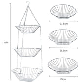 Lade das Bild in den Galerie-Viewer, Intirilife Küchenampel Hängekorb für Obst und Gemüse - 22.5 / 25.5 / 28 x 73 cm - 3 Stockwerke, Obstkorb zum Aufhängen, 3 Etagen
