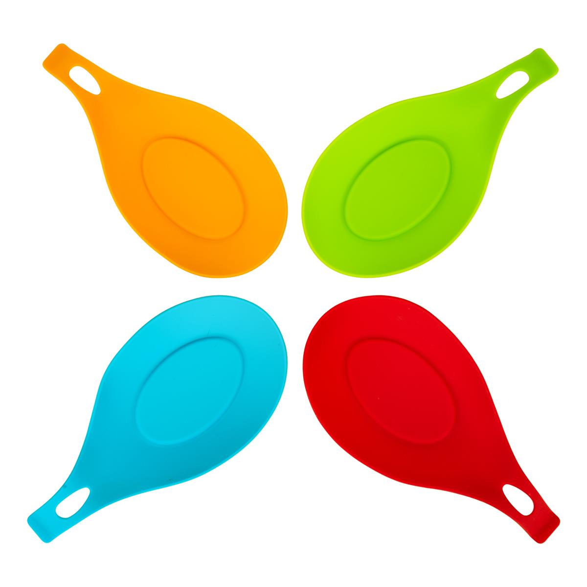 Intirilife 4-teiliges Set Kochutensilienablage aus Silikon - 20 x 10 cm -  Kochlöffel Utensilien Halterung Ablage in verschiedenen Farben