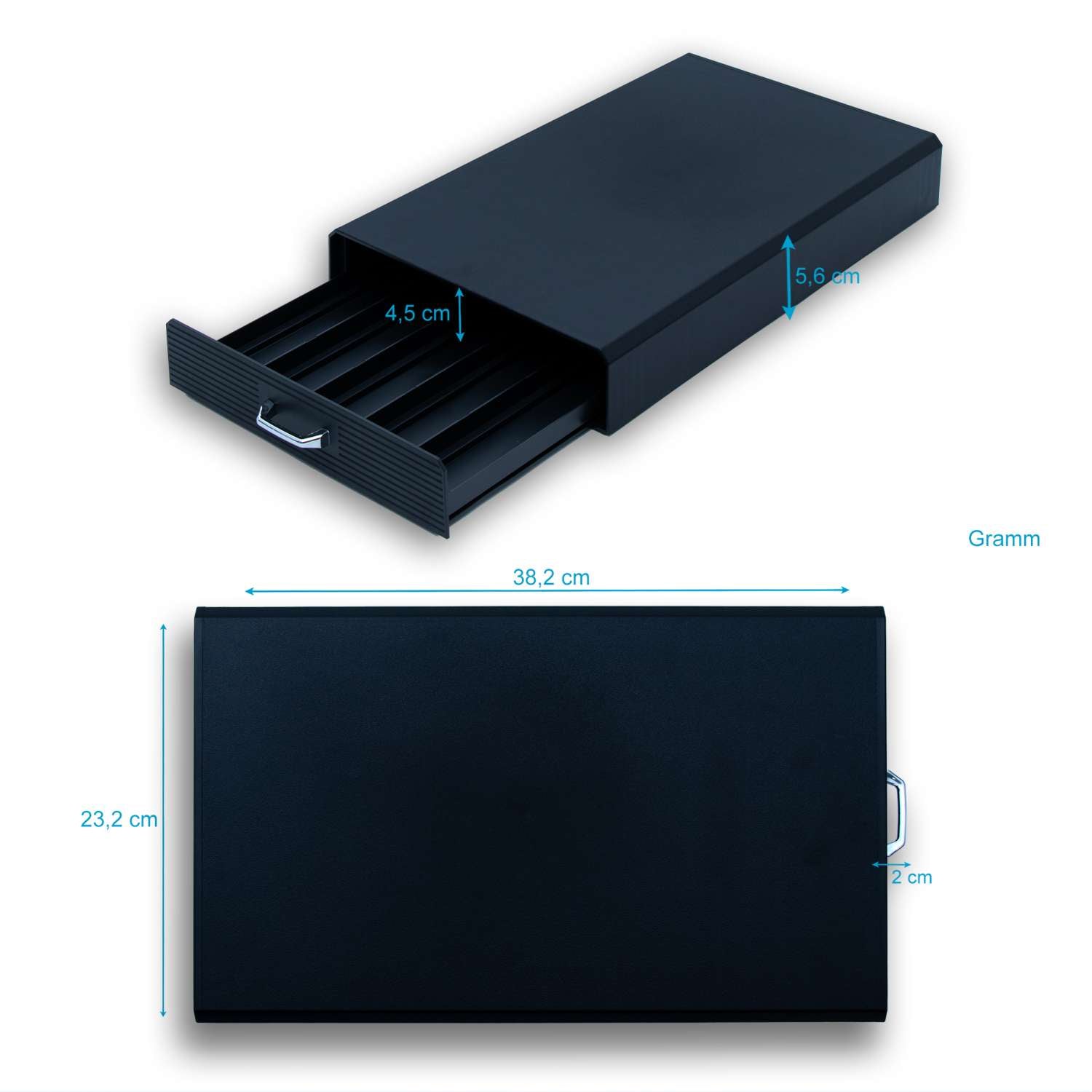 Intirilife Aufbewahrungsschublade für Kaffeekapseln aus Kunststoff in Schwarz - 38.5 x 23.5 x 6 cm - Kompatibel mit Nespresso Kapseln - Schublade Schubfach Schubkasten