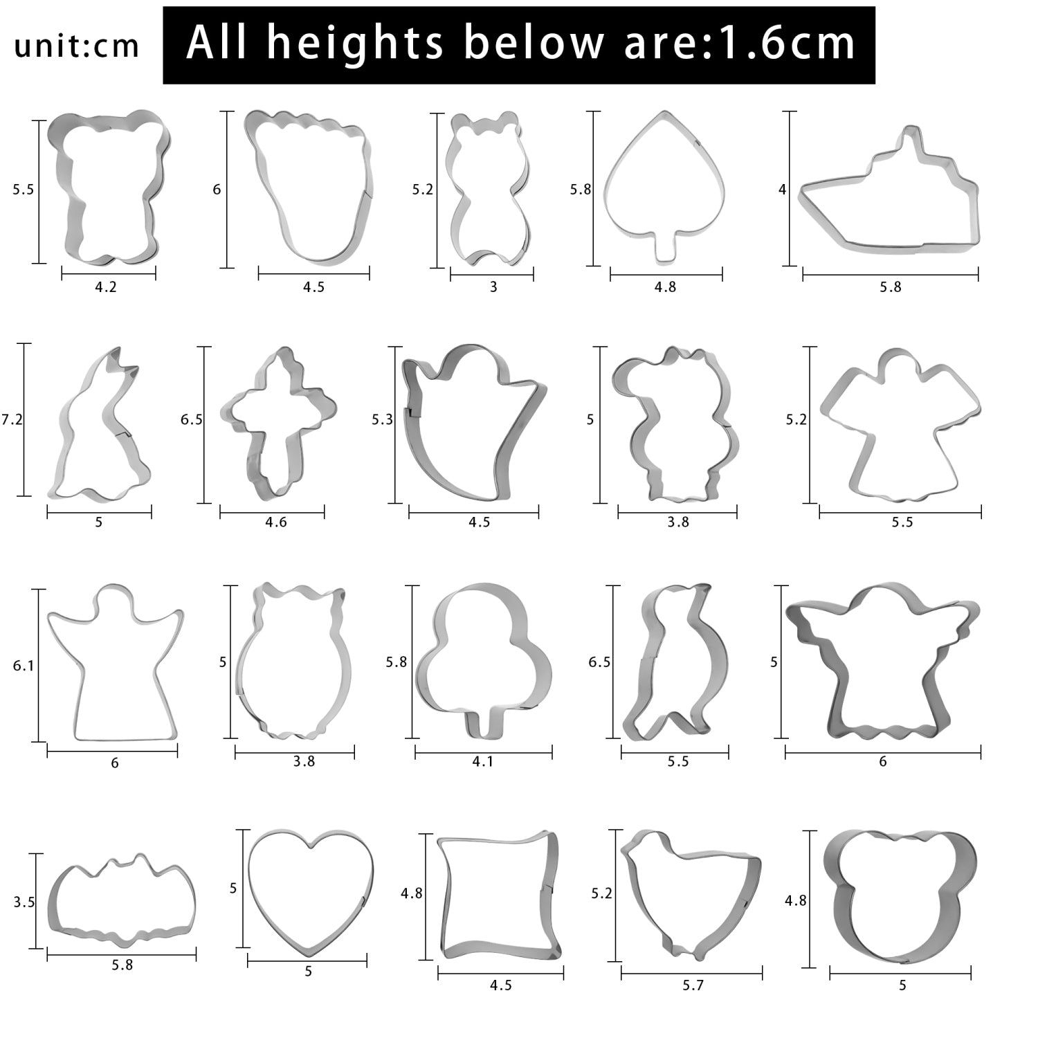 Intirilife 20-teiliges Ausstechformen Set mit verschiedenen Formen und Größen aus Edelstahl mit praktischer Aufbewahrungsbox 19.5 x 15 x 6.6 cm