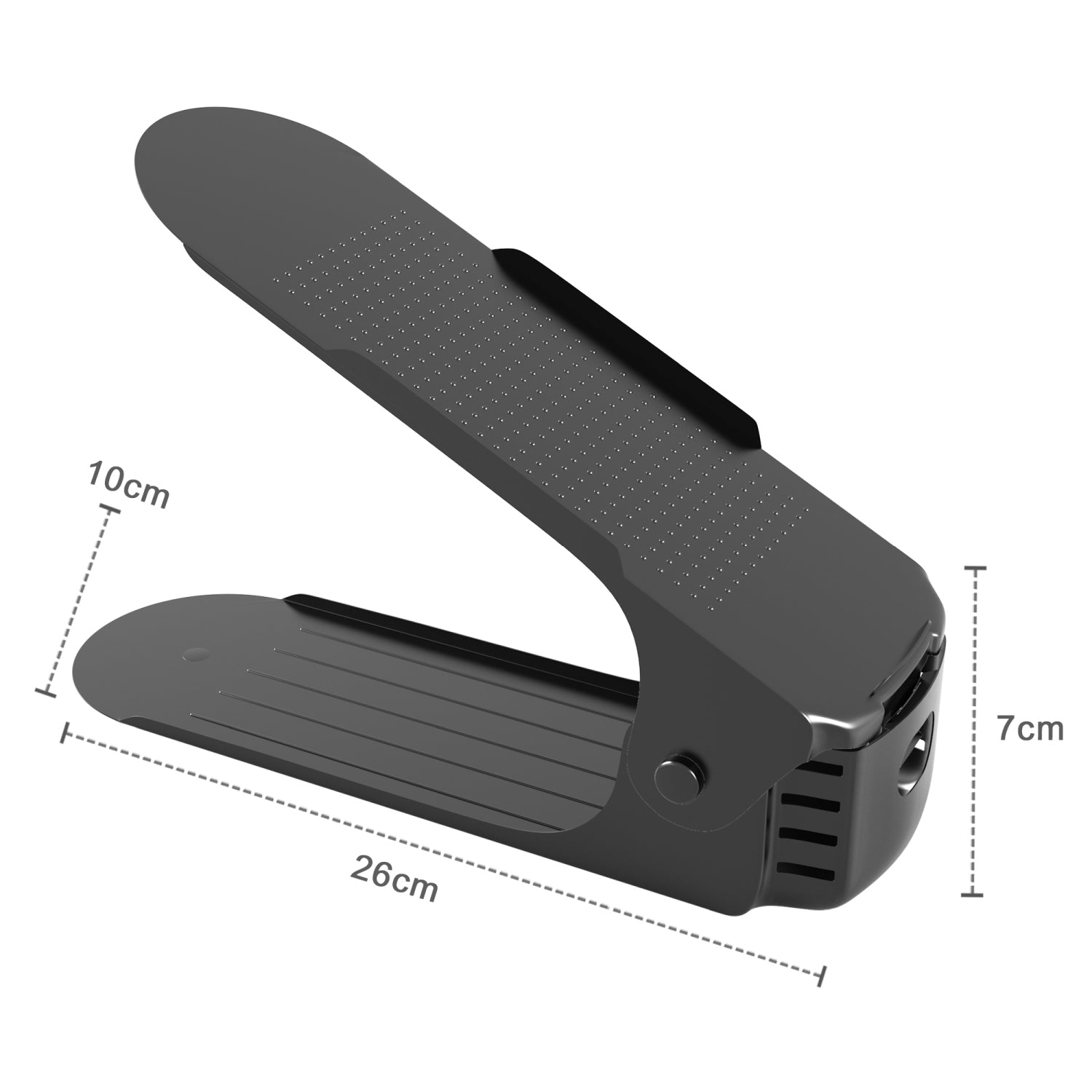 Intirilife 10x Schuhregal Höhenverstellbar in Schwarz - 26 x 7 x 10 cm - Schuhstapler Schuhständer Organizer