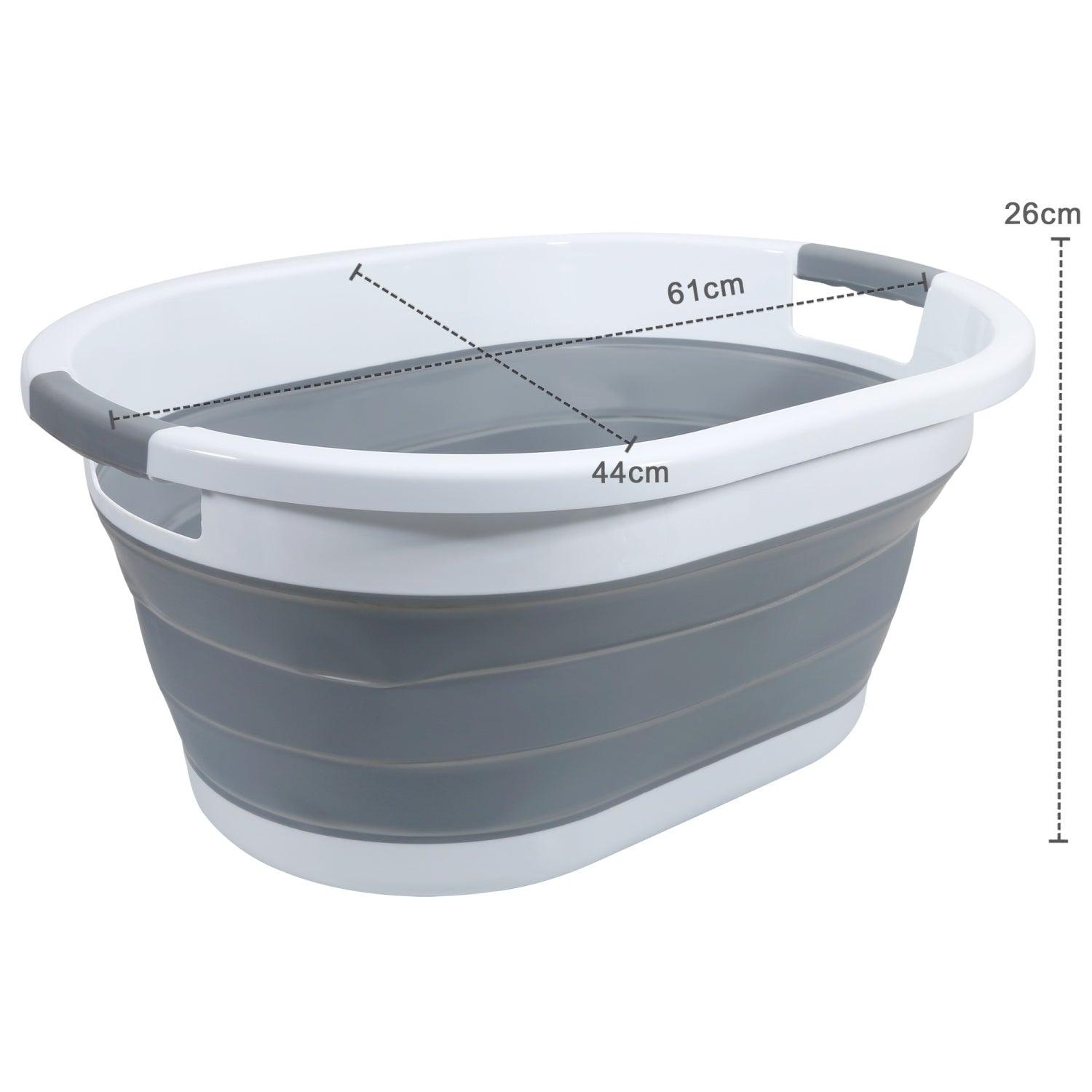 Intirilife faltbarer Wäschekorb aus Kunststoff und Silikon - 61.5 x 44 x 27 cm - platzsparend mit Griffen - 36L