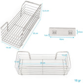 Lade das Bild in den Galerie-Viewer, Intirilife selbstklebende Duschablage Badhalterung in Silber - 32 x 14 x 10.5 cm - Shampoohalterung Duschablage Badezubehörkorb Gewürzregal
