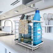 Lade das Bild in den Galerie-Viewer, Intirilife Spülenablage Reinigungskorb Badhalterung in Silber - 21 x 12 x 17 cm - Selbstklebend oder zum Stellen Aufbewahrungs Korb Box Organizer ohne Bohrenfür Putzmitteln Küchen Bad Utensilien
