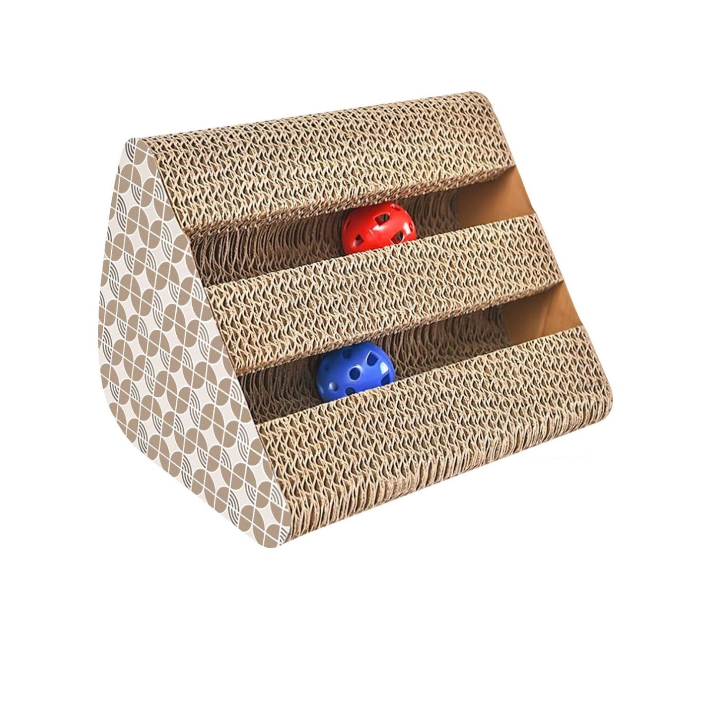 Intirilife Katzenkratzbrett Katzenspielzeug aus brauner Wellpappe mit 27.5 x 23.5 x 17.5 cm Größe - Kratzpappe zur spielerischen Beschäftigung Ihrer Katze