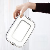 Lade das Bild in den Galerie-Viewer, Intirilife Lunchbox Bentobox Aufbewahrungsbox aus Edelstahl in Silber mit 550 ml Füllmenge Auslaufsicher - 17 x 12 x 6 cm - Brot Dose Box Behälter zum Transportieren von Essen Snacks und mehr
