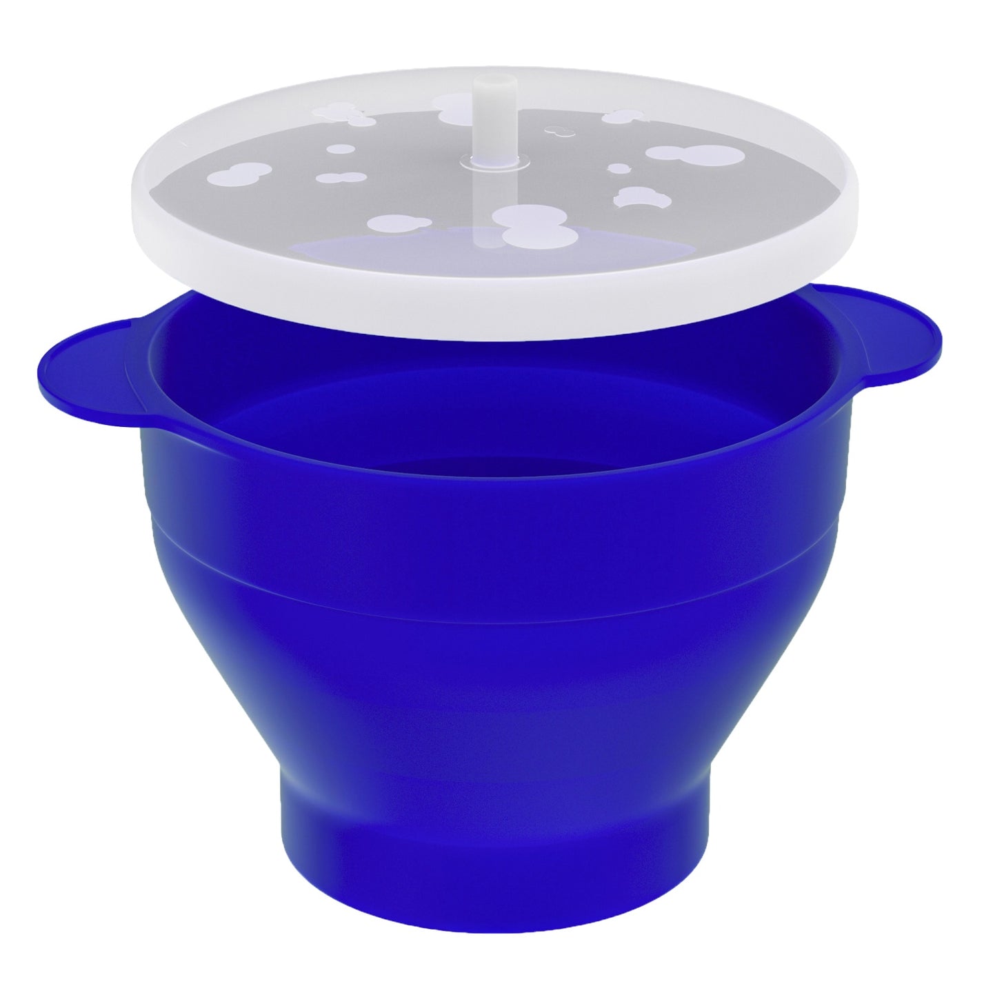 Intirilife Popcorn Maker aus Silikon für die Mikrowelle Wiederverwendbare faltbare Schüssel mit Deckel in Blau - 24 x 20 x 6 (14.5) cm - Frisches Popcorn jederzeit ohne Gebrauch von Öl