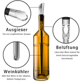 Lade das Bild in den Galerie-Viewer, Intirilife Weinkühlstab aus Edelstahl mit Ausgießer in Silber - 21 x 3.8 cm - 2 teiliges Set Wein Kühler Verschluss Zubehör für exzellenten Weingenuss ohne zu Verschütten
