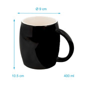 Lade das Bild in den Galerie-Viewer, Intirilife Kaffeetasse aus Porzellan in Schwarz - 400 ml Füllmenge - Trink Tasse Becher für Kaffee Tee Kakao mit Henkel Perfekt als Geschenk
