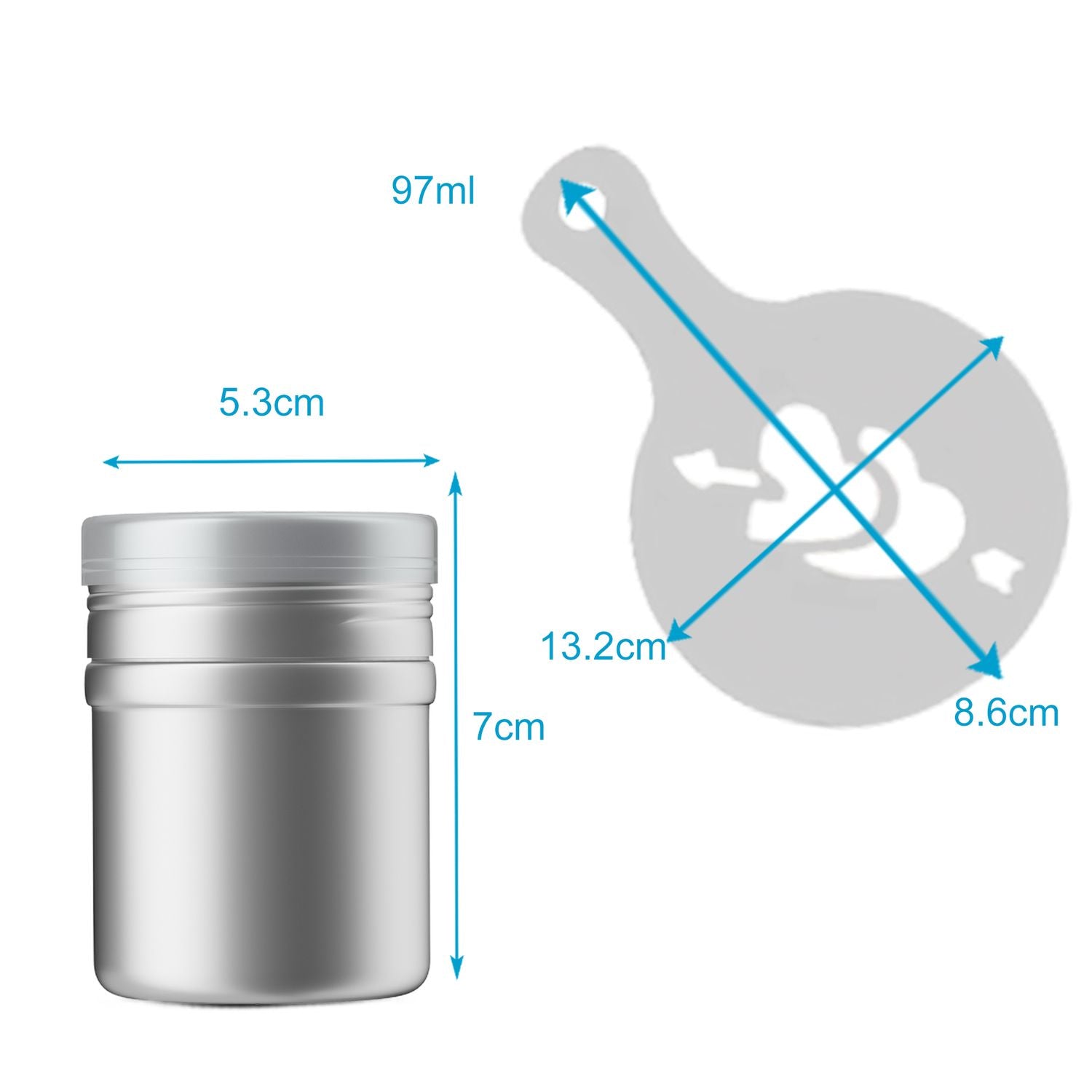 Intirilife 18-teiliges Set Puderstreuer - 5 x 7 cm - 2 Pulverschüttler mit 16 verschiedenen Schablonen in Silber - Weiß - Zum Dekorieren und Bestäuben von Backwaren Kaffee und Ähnlichem