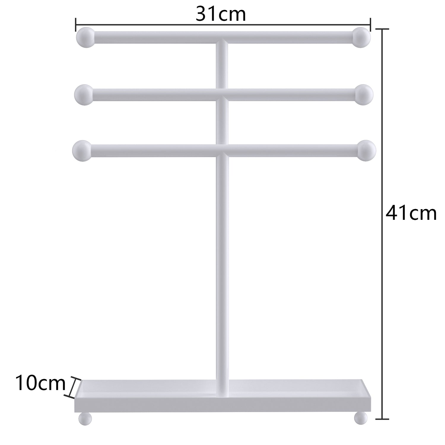 Intirilife 3-stufiger Schmuckbaum Schmuckständer aus Eisen in Weiß - 31 x 10 x 41 cm - Präsentationsständer für Ketten Armbänder zum Ablegen und Aufbewahren von Accessoires oder Schmuck