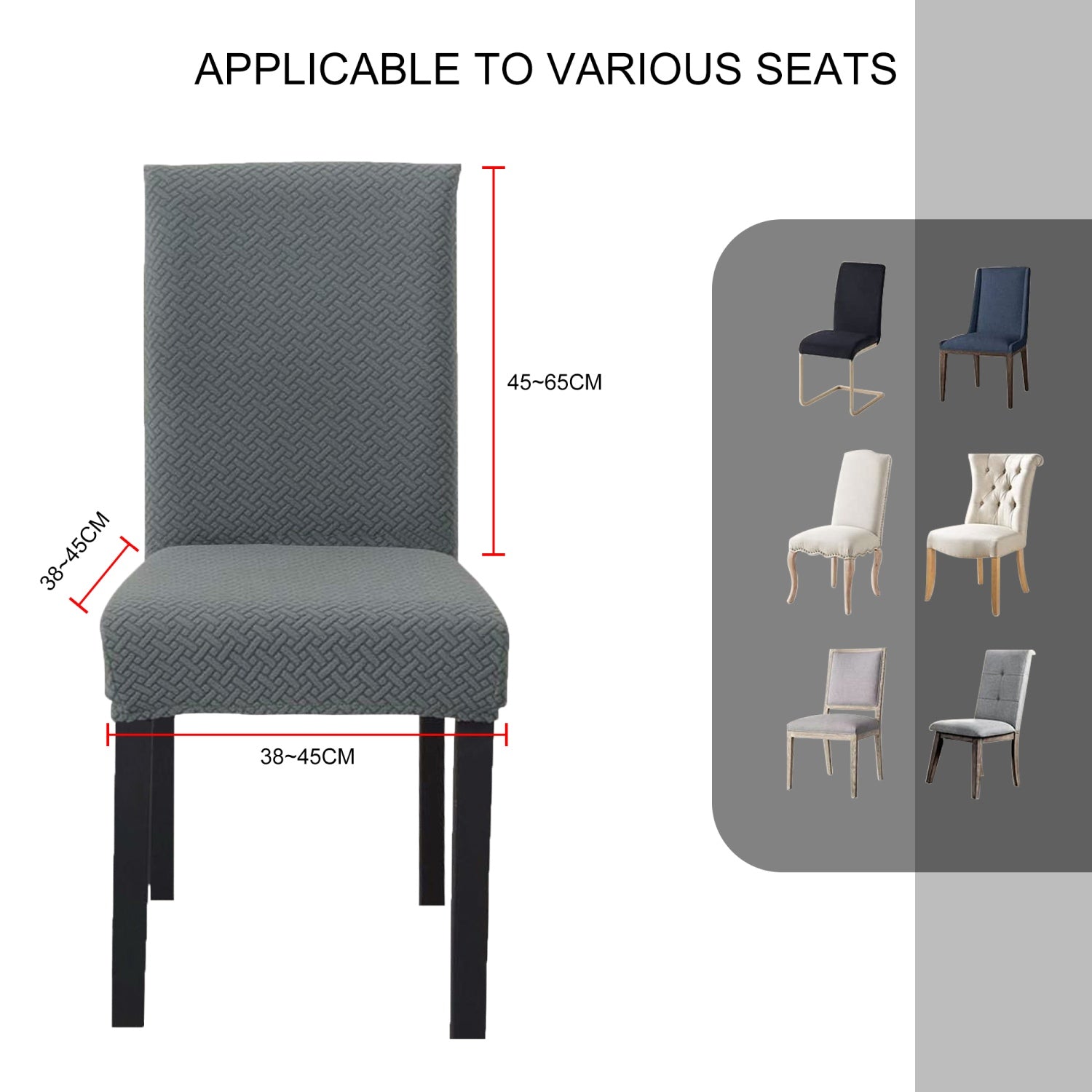 Intirilife 1x Elastischer Stuhlhusse Stuhlüberzug in GEMUSTERT GRAU mit 38 - 45 cm Sitzfläche und 45 - 65 cm Lehnenhöhe - Für Partys Hochzeiten Hotels oder Zuhause im Esszimmer