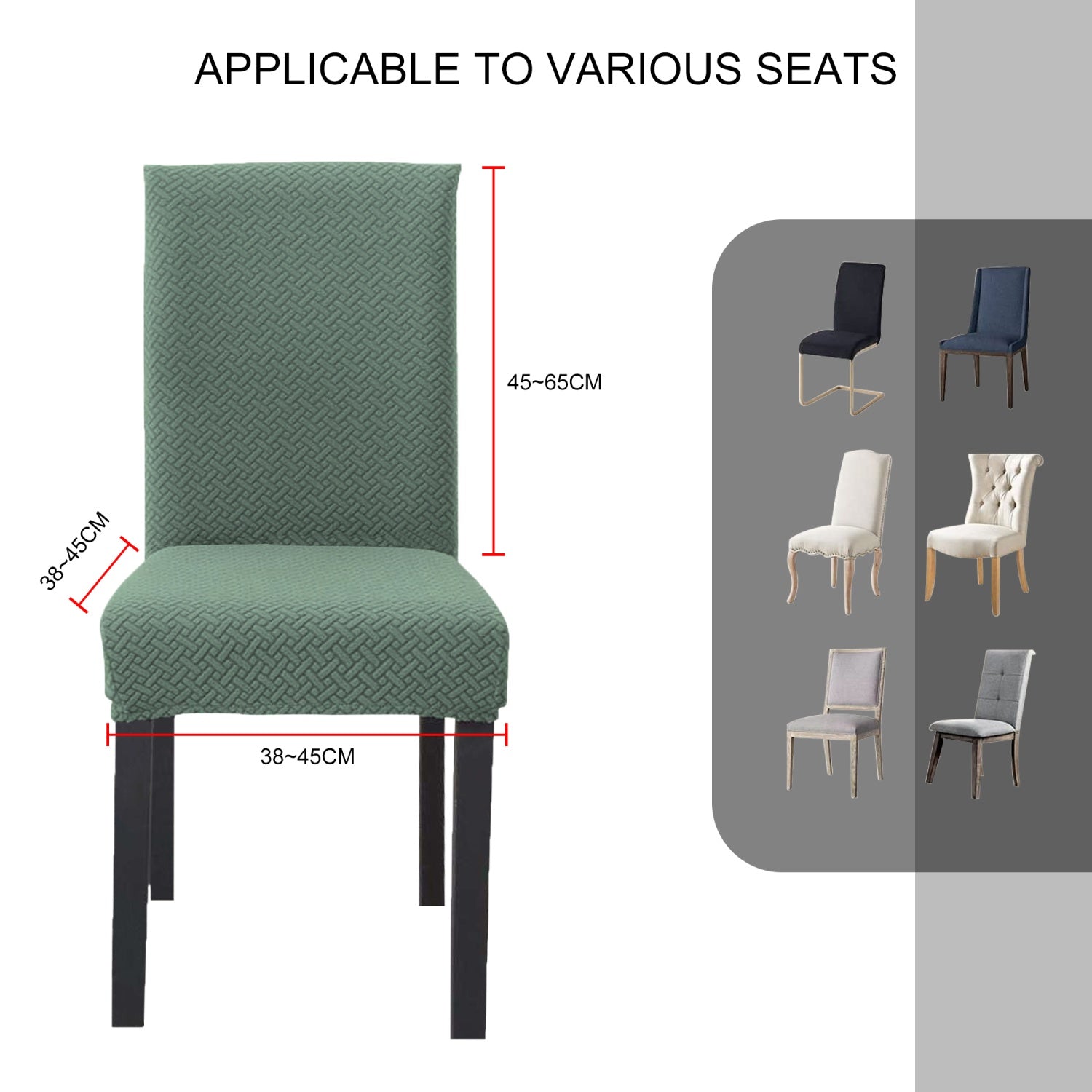 Intirilife 1x Elastischer Stuhlhusse Stuhlüberzug in GEMUSTERT HELL GRÜN mit 38 - 45 cm Sitzfläche und 45 - 65 cm Lehnenhöhe - Für Partys Hochzeiten Hotels oder Zuhause im Esszimmer