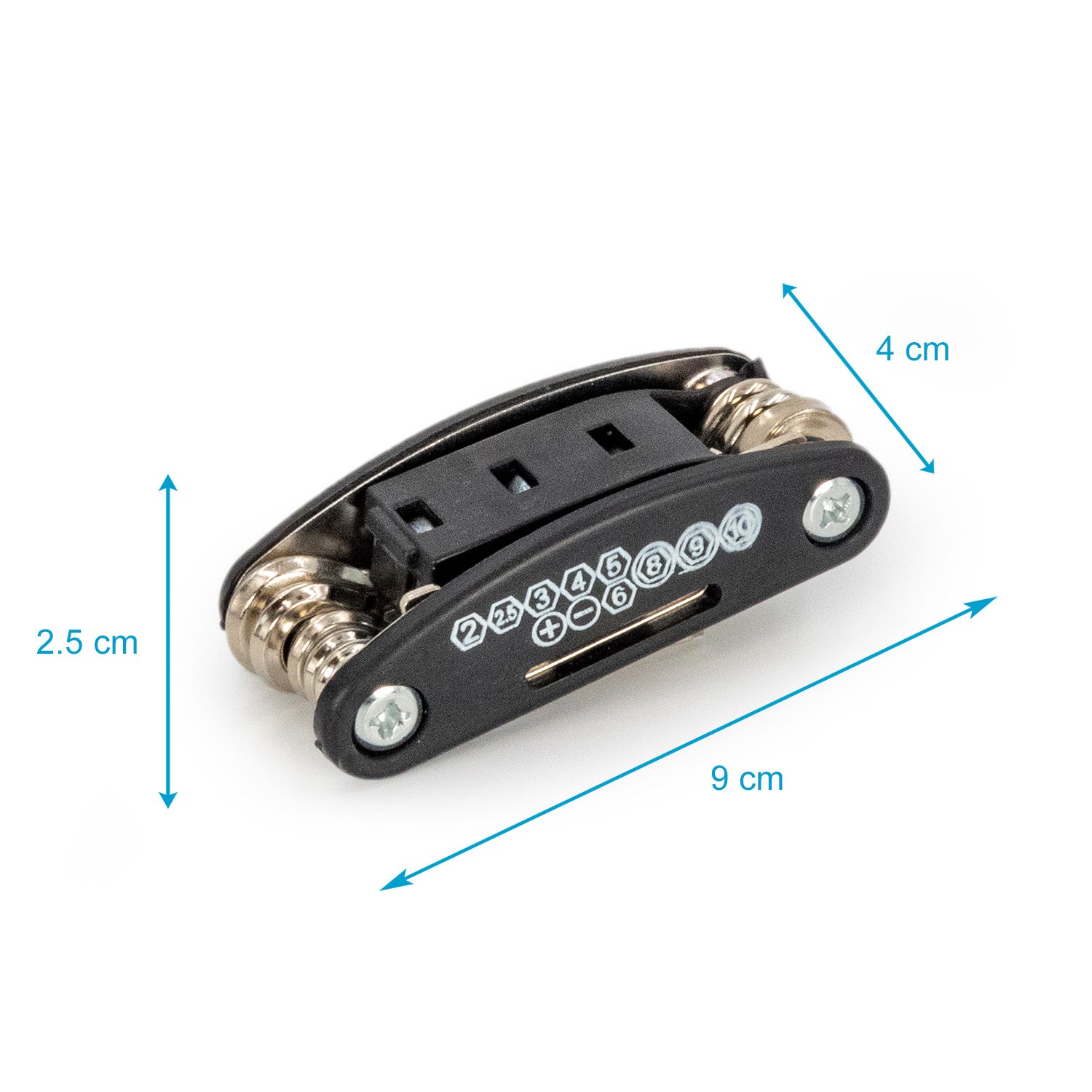 Intirilife 16 in 1 Reparaturwerkzeug für Fahrrad aus Stahl in Schwarz - 9 x 4 x 2.5 cm - Multitool Werkzeug für unterwegs Fahrradwerkzeug Zubehör klein und handlich