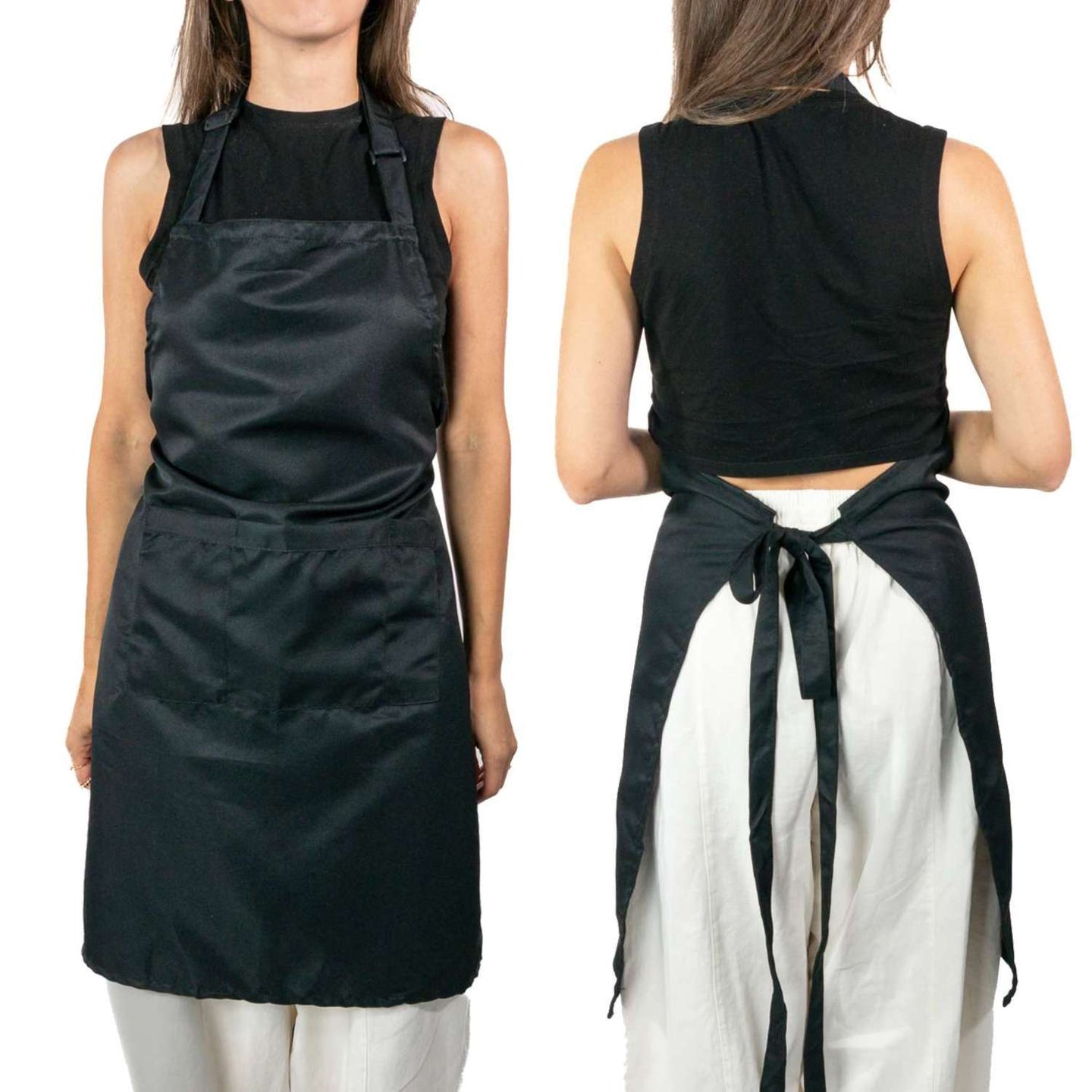 Intirilife 2-teiliges Set Kochschürzen Latzschürzen in Schwarz aus Polyester für Männer und Frauen - 69 x 80 cm - Küchenschürze Backschürze zum Schutz vor Flecken beim Kochen Backen Malen Basteln