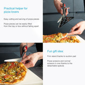 Lade das Bild in den Galerie-Viewer, Intirilife 2 in 1 Pizzaschere Edelstahlklinge mit Heber und weichem Griff - 27.5 x 8 cm - Pizzaschneider Pizza Cutter für sauberes Schneiden von Pizza Flammkuchen Blechkuchen
