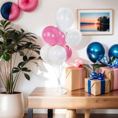 Lade das Bild in den Galerie-Viewer, Intirilife Ballonständer für 7 Ballons in Transparent - 70 / 56 / 36 cm Höhe - Halter Ständer für Luftballons Dekoration für Party Hochzeit Geburtstag Babyparty
