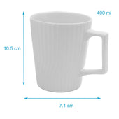 Lade das Bild in den Galerie-Viewer, Intirilife Kaffee Tasse in Weiß mit 400 ml Füllmenge - 12.5 x 7.1 / 9.4 x 10.5 cm - Tee Tasse mit gerilltem Muster, Becher mit Henkel, Trinkbecher für Kaffee, Tee, Milch, Kakao und vielem mehr
