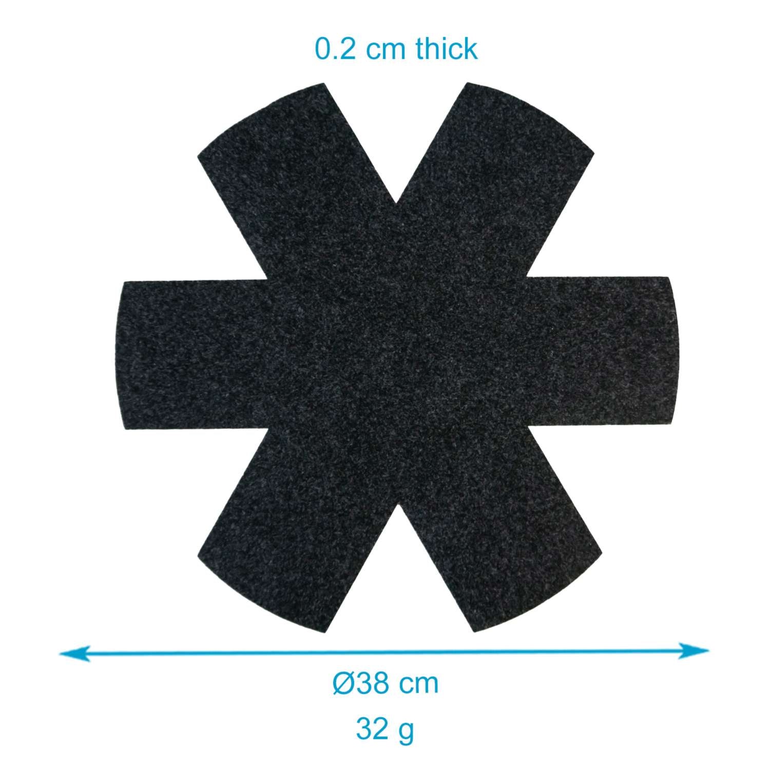 Intirilife 6x Pfannenschutz Pfannenschoner aus Filz in Grau - 38 x 38 x 0.2 cm - Topfschutz Stapelschutz Untersetzer zum Schutz vor Kratzern hitzebeständig