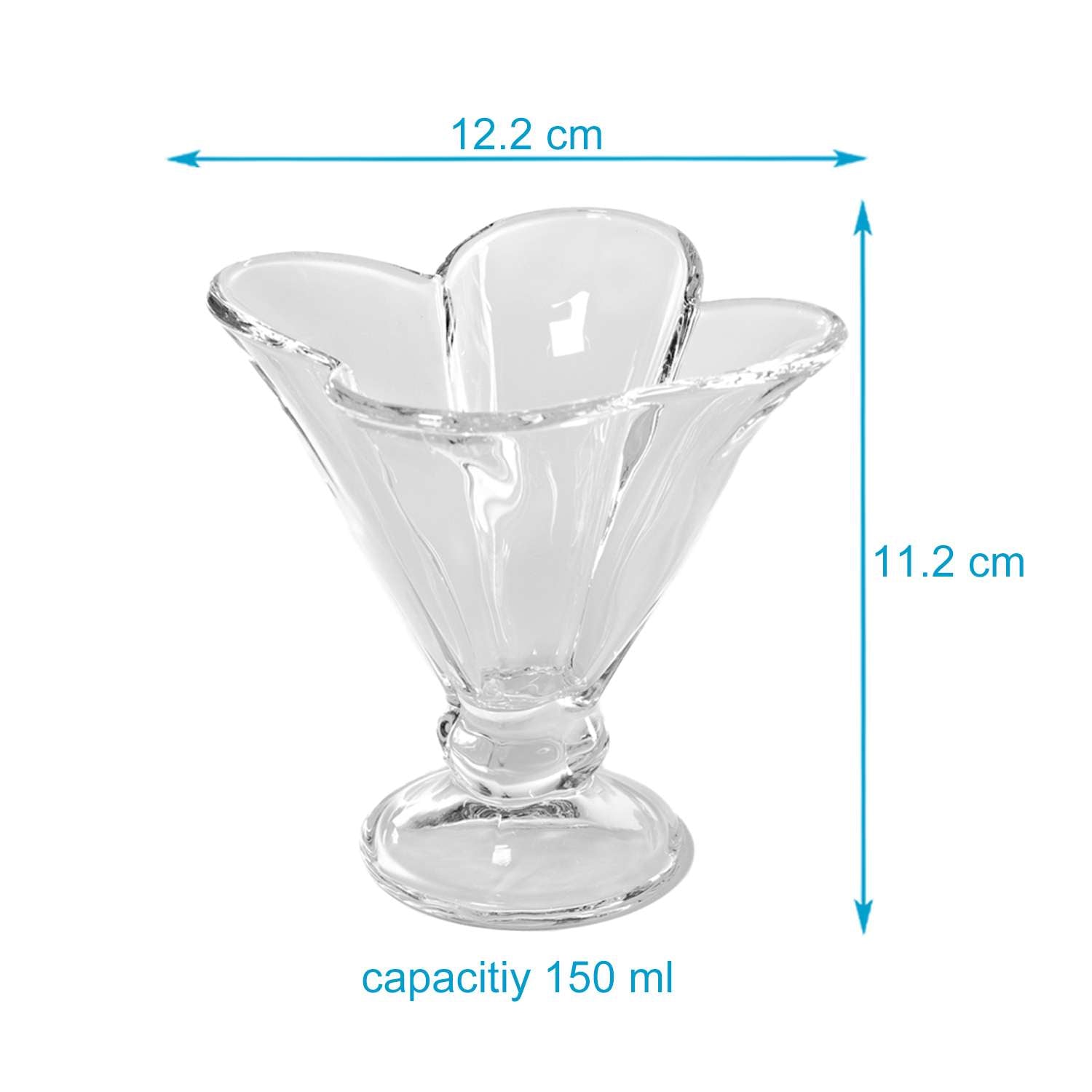 Intirilife 6er Set Eisbecher aus Glas  - 6 x 150 ml - Eisgläser Eisschalen Dessertschale - Dessertgläser mit Standfuß, Dessertbecher Servierschalen Set, 6 Stück- Spülmaschinenfest