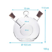 Lade das Bild in den Galerie-Viewer, Intirilife 2-in-1 Essig- und Ölspender aus Glas mit zwei Öffnungen - 350 ml / 60 ml Füllmenge - 13 x 10.5 x 11.5 cm - Ölflasche mit Korken Dekorativ
