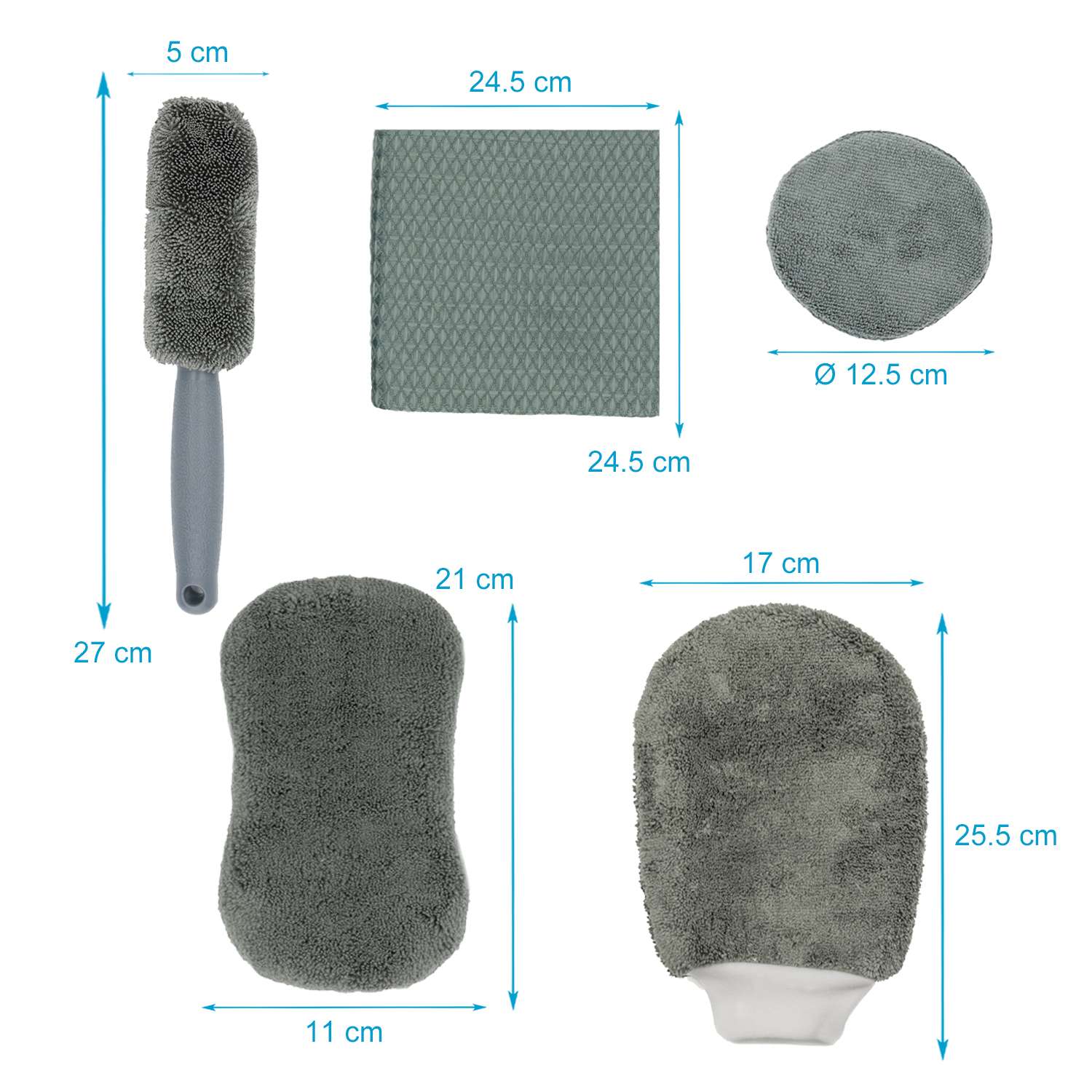 Intirilife 9-teiliges Autopflege Reinigung Set - Mikrofaser Tuch Handschuh zur Autoreinigung, Wachs Reinigungstuch Pflegeset