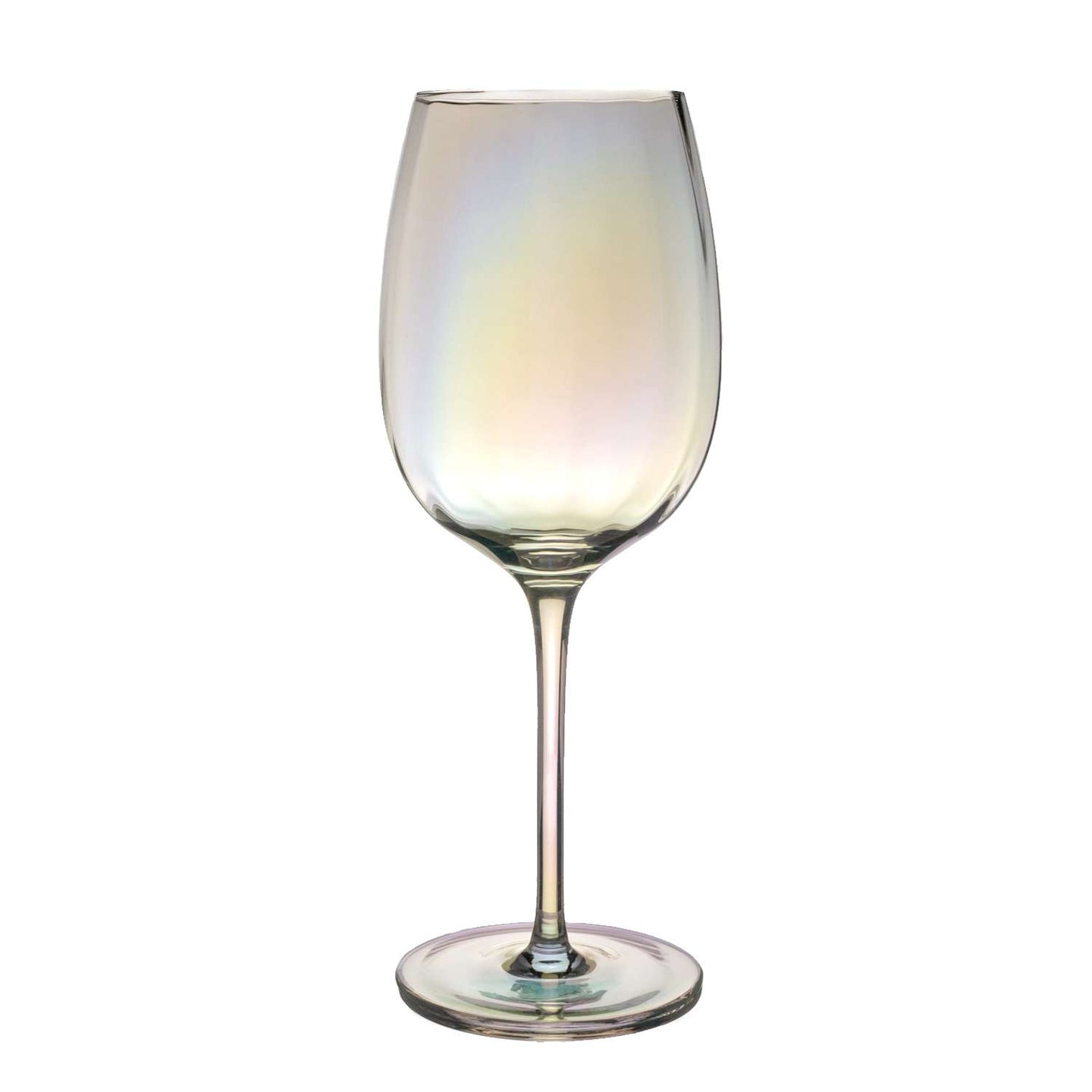 Intirilife Wein Glas mit Regenbogen Schimmer und Wellenform - 440 ml Füllmenge - Weißwein Glas Kelch Spülmaschinenfest Kristallglas stoßfest